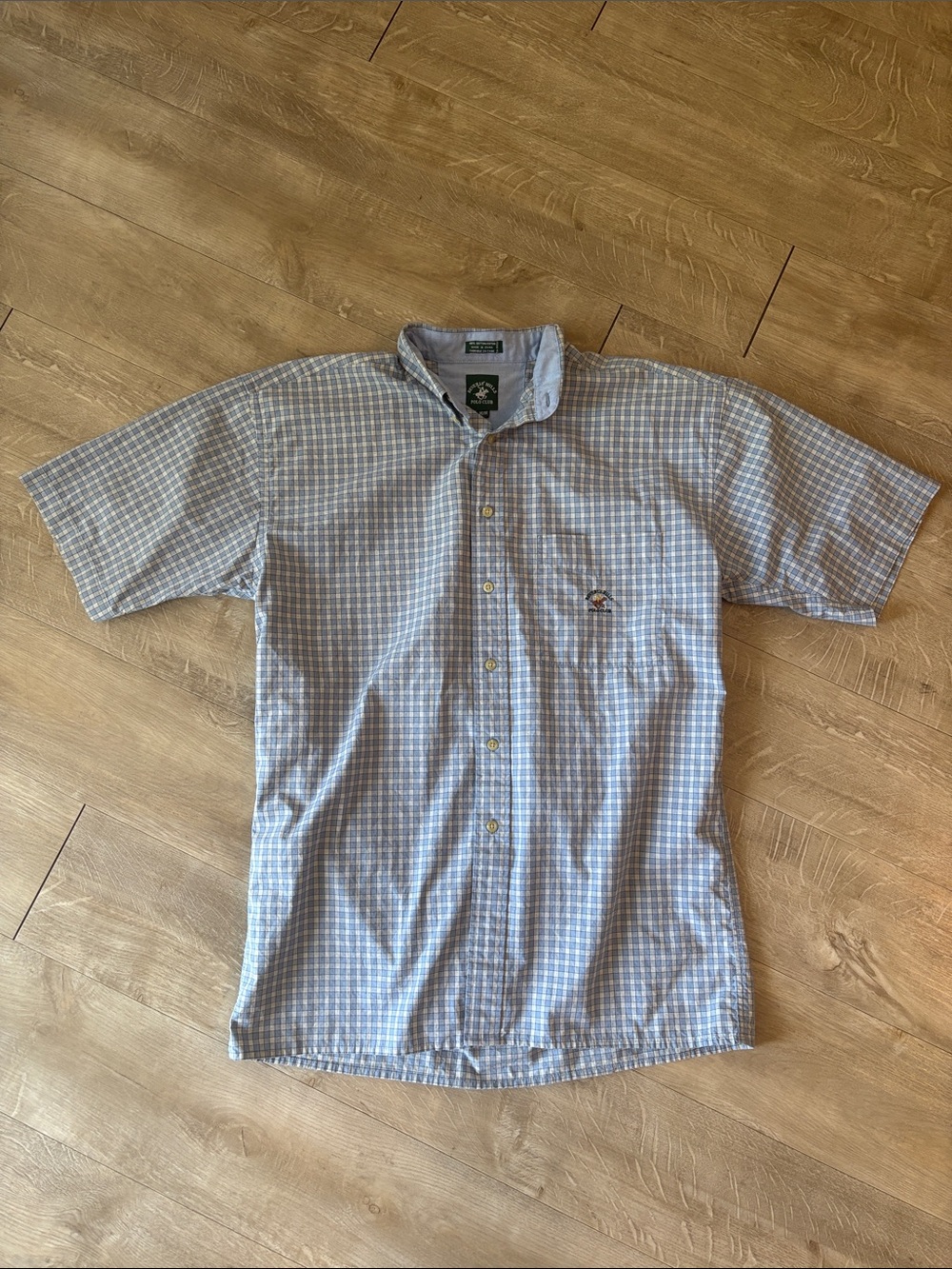 Beverly Hills POLO Club Short-Sleeve Plaid Button-Down Shirt Size Medium